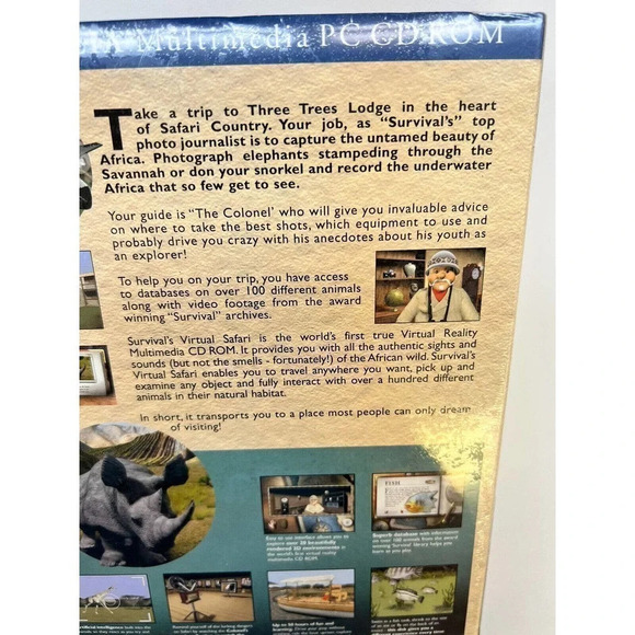 Vintage Survival Virtual Safari 1996 Fujitsu Interactive PC CD Windows 95 NEW - Picture 9 of 16